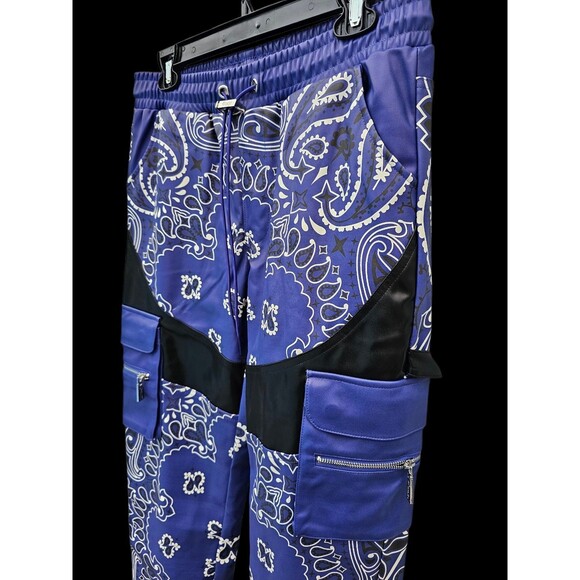 Guapi Pants Mens 32 Purple Bandana Cargo PU Leather LimitedEdition Aaron Wilhelm - Picture 9 of 16
